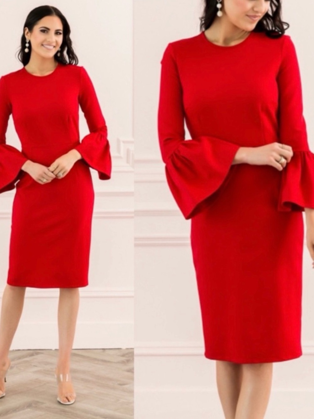 Rachel Parcell Red Bell-Sleeve Sheath Dress